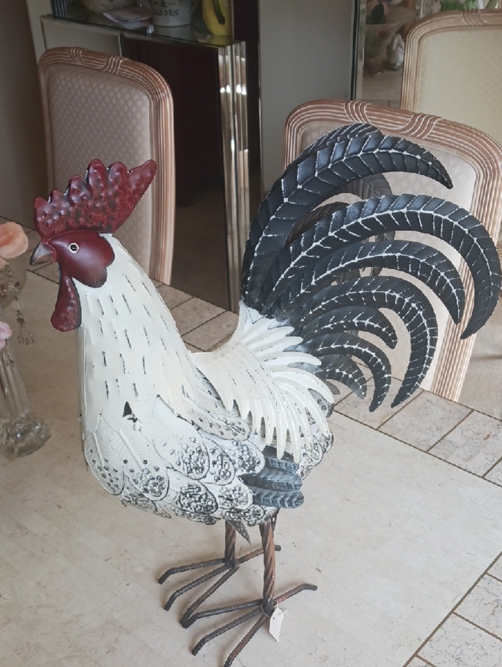 20" metal rooster figurine . Hand painted,, detailed By Valeri/QVC,LIMITED RUN